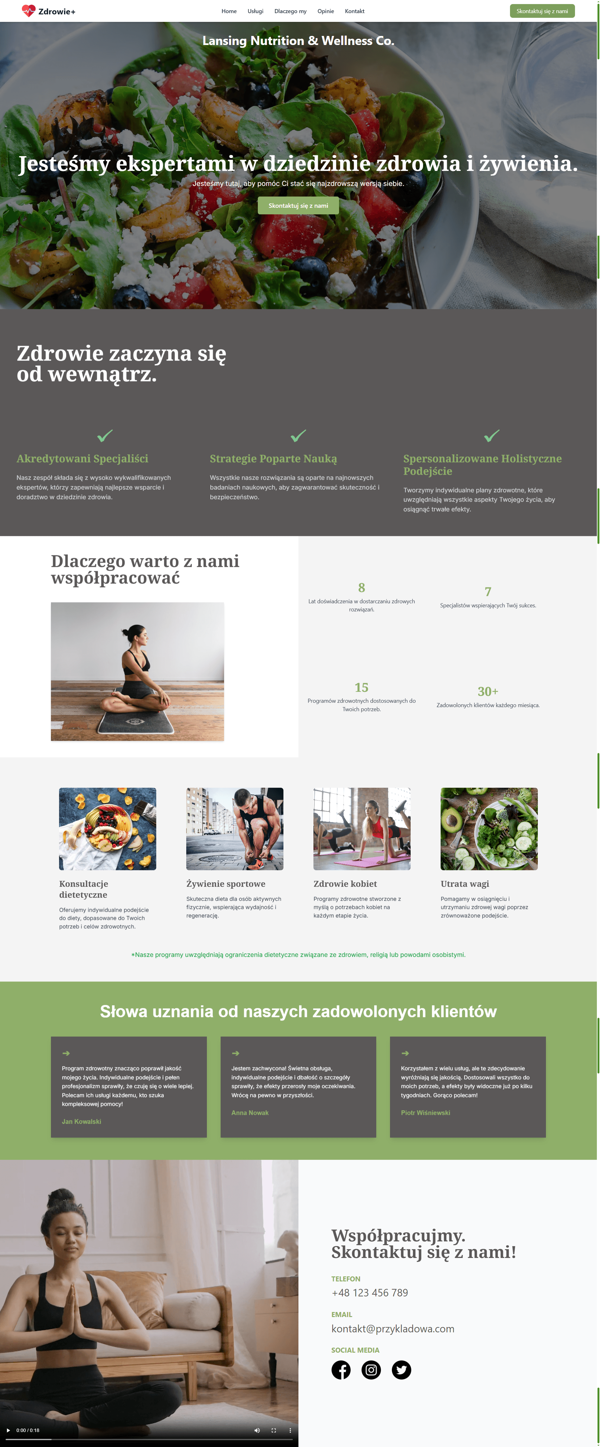Zdrowie+ — long website preview