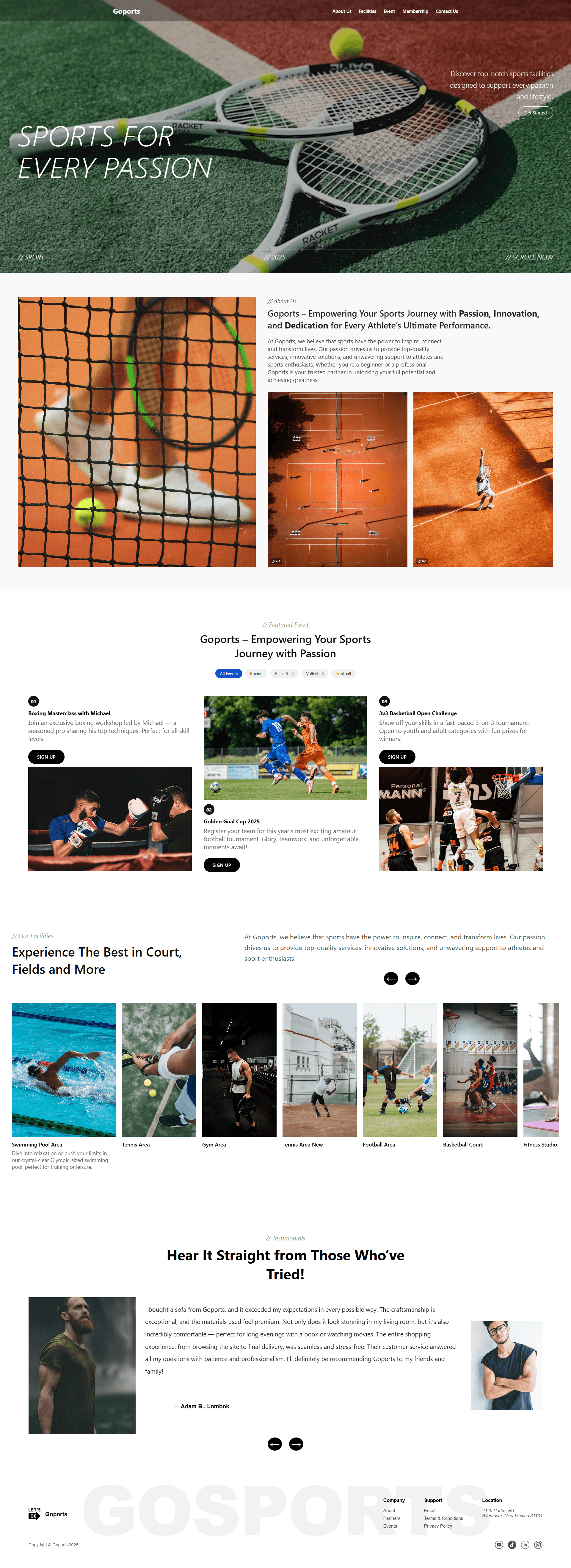 Goports — long website preview
