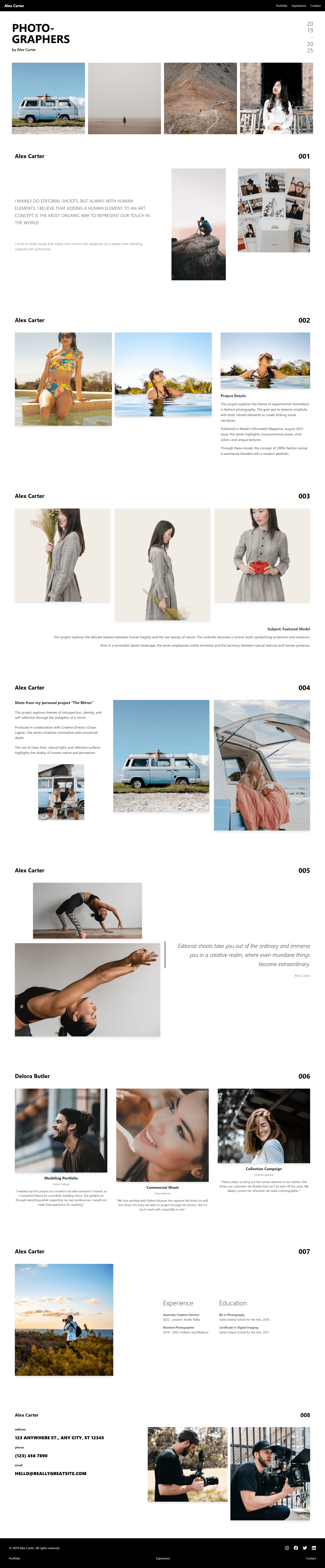 Photographer Portfolio — long website preview