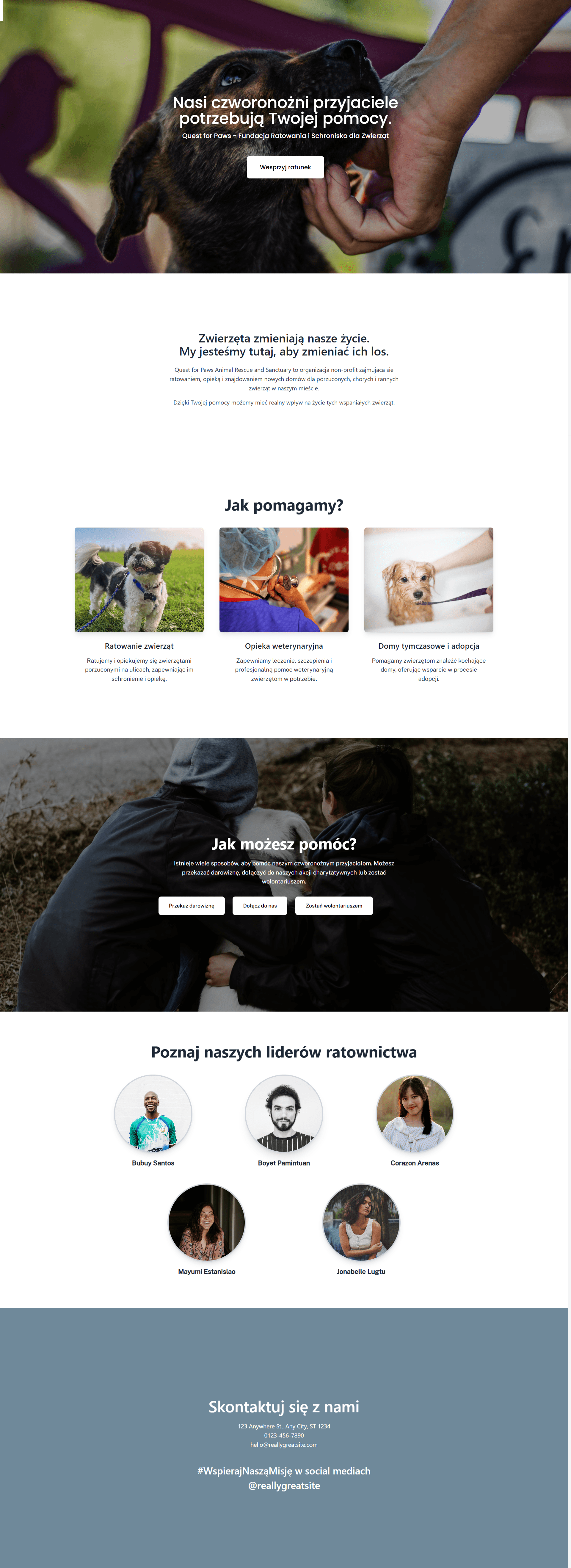 Quest for Paws — long website preview